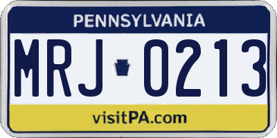PA license plate MRJ0213