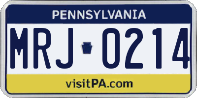PA license plate MRJ0214