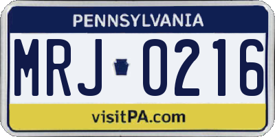 PA license plate MRJ0216