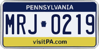 PA license plate MRJ0219