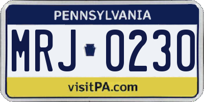 PA license plate MRJ0230