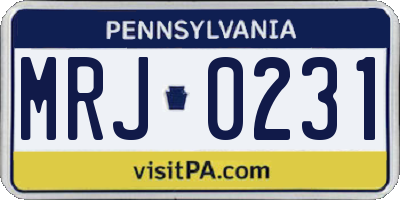 PA license plate MRJ0231