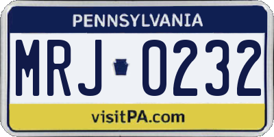 PA license plate MRJ0232