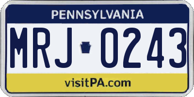 PA license plate MRJ0243
