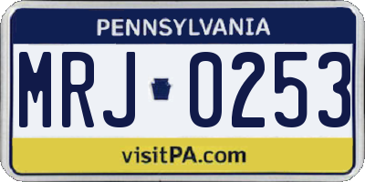 PA license plate MRJ0253