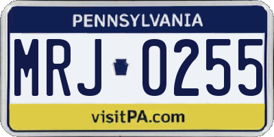 PA license plate MRJ0255
