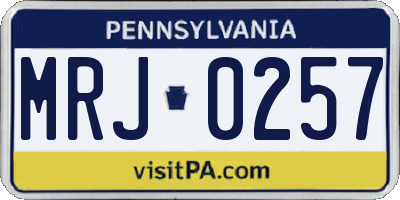 PA license plate MRJ0257