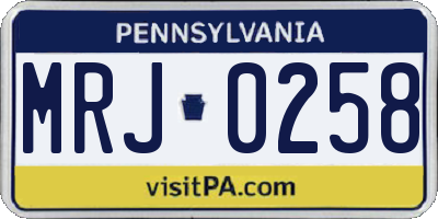 PA license plate MRJ0258
