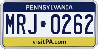 PA license plate MRJ0262
