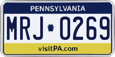 PA license plate MRJ0269
