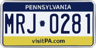 PA license plate MRJ0281