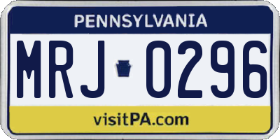 PA license plate MRJ0296