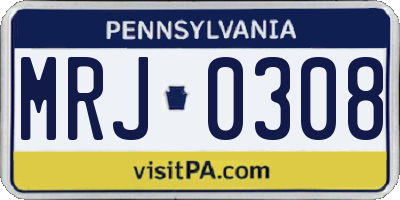 PA license plate MRJ0308