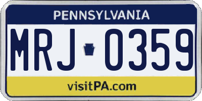 PA license plate MRJ0359