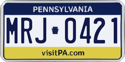 PA license plate MRJ0421