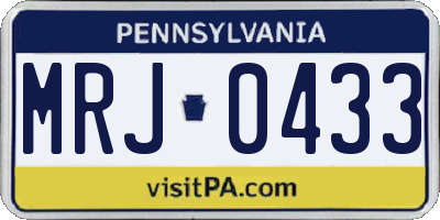 PA license plate MRJ0433