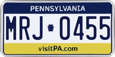 PA license plate MRJ0455