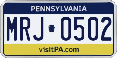 PA license plate MRJ0502