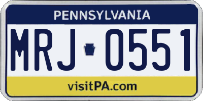 PA license plate MRJ0551
