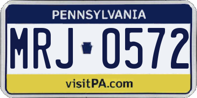 PA license plate MRJ0572