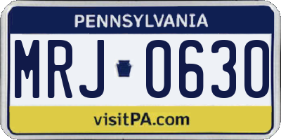 PA license plate MRJ0630