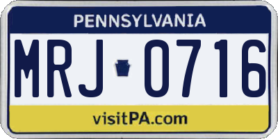 PA license plate MRJ0716