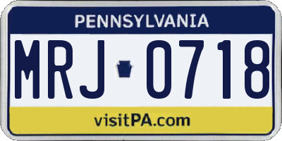 PA license plate MRJ0718