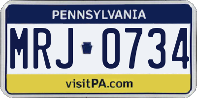 PA license plate MRJ0734