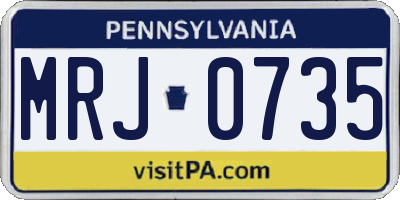 PA license plate MRJ0735