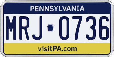 PA license plate MRJ0736