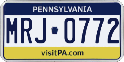 PA license plate MRJ0772