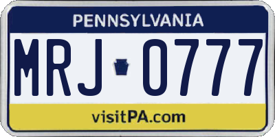 PA license plate MRJ0777