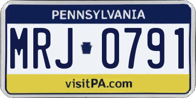 PA license plate MRJ0791