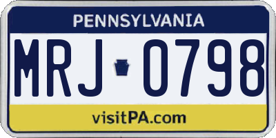PA license plate MRJ0798