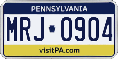 PA license plate MRJ0904
