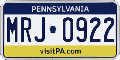 PA license plate MRJ0922