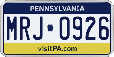 PA license plate MRJ0926