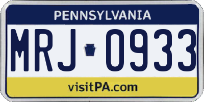 PA license plate MRJ0933