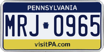 PA license plate MRJ0965