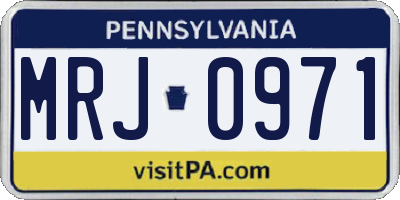 PA license plate MRJ0971