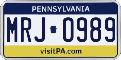 PA license plate MRJ0989