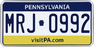 PA license plate MRJ0992