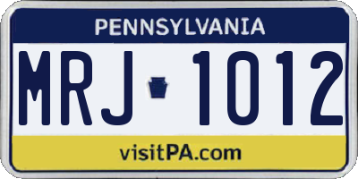PA license plate MRJ1012