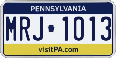 PA license plate MRJ1013