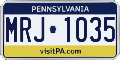 PA license plate MRJ1035