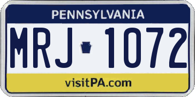 PA license plate MRJ1072