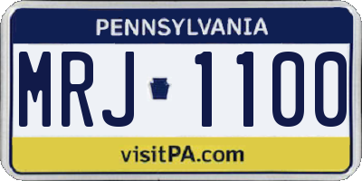 PA license plate MRJ1100
