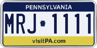 PA license plate MRJ1111