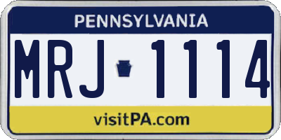 PA license plate MRJ1114