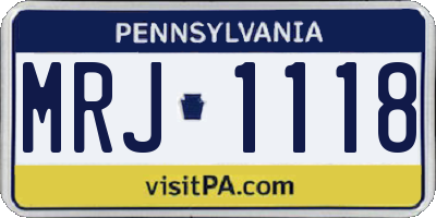 PA license plate MRJ1118